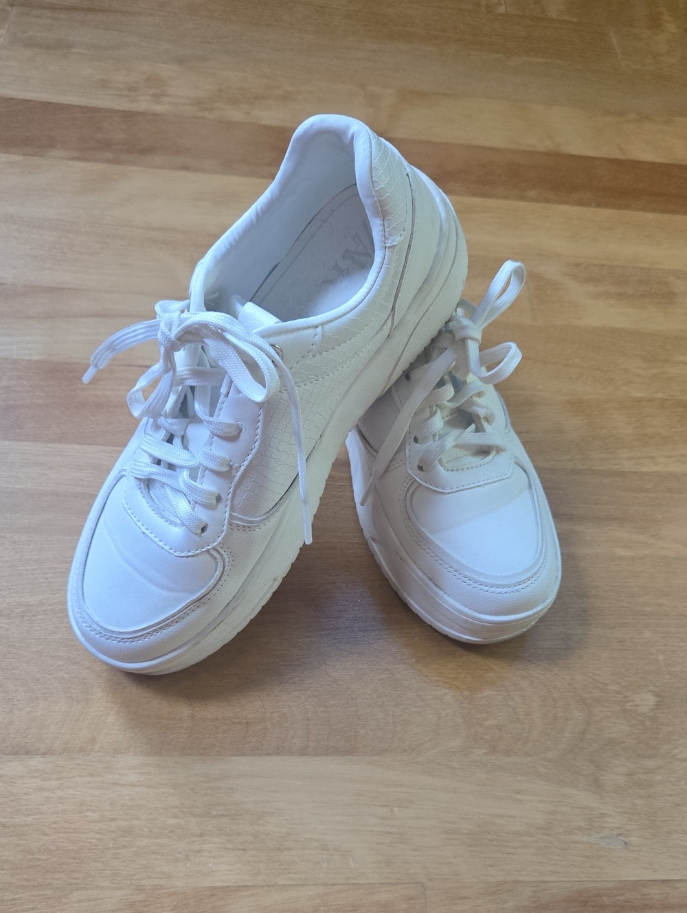 Zara White Platform Lace-Up Trainers